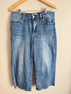 Vervet High Rise Raw Hem Wide Leg Jeans Medium Wash 31 flying monkey